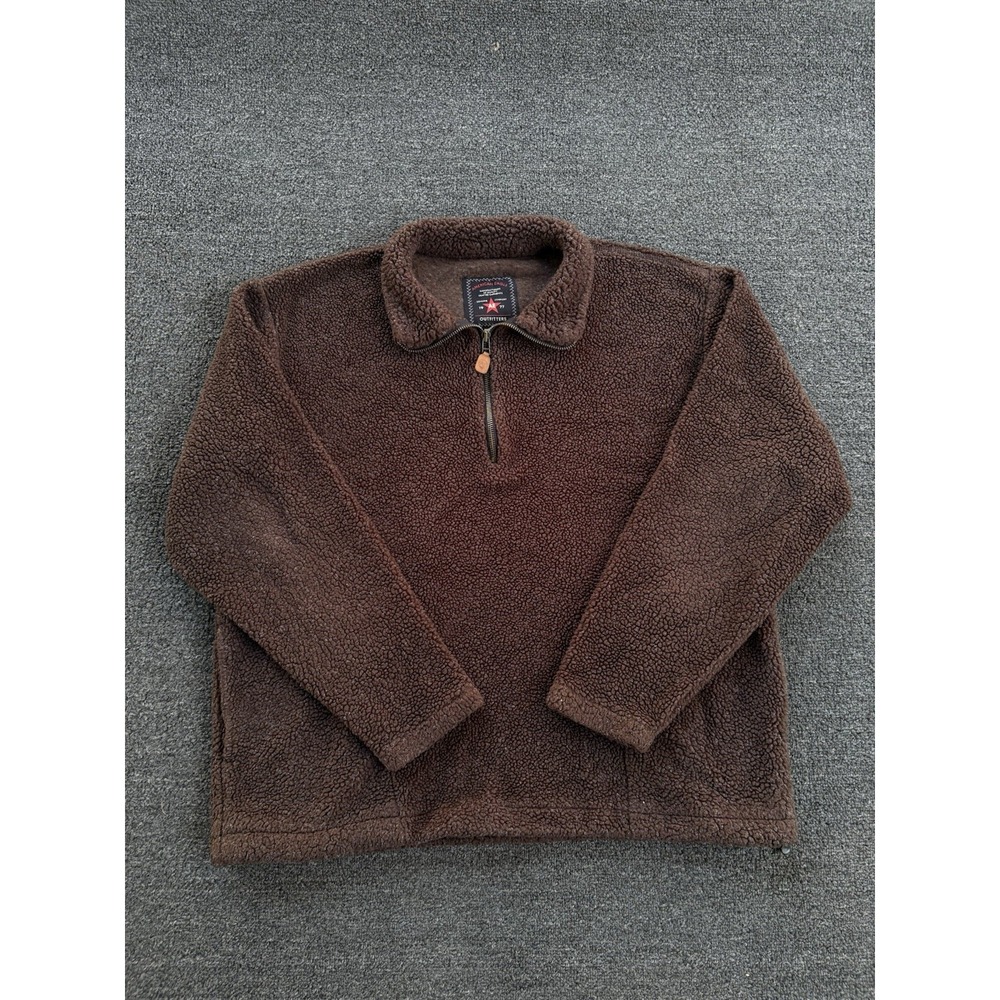 Vintage American Eagle Outfitters Sherpa Quarter Zip Pullover Brown XL USA MADE